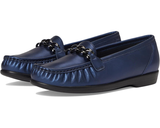 SAS Women's Metro Link Comfort Loafers Metallic Navy