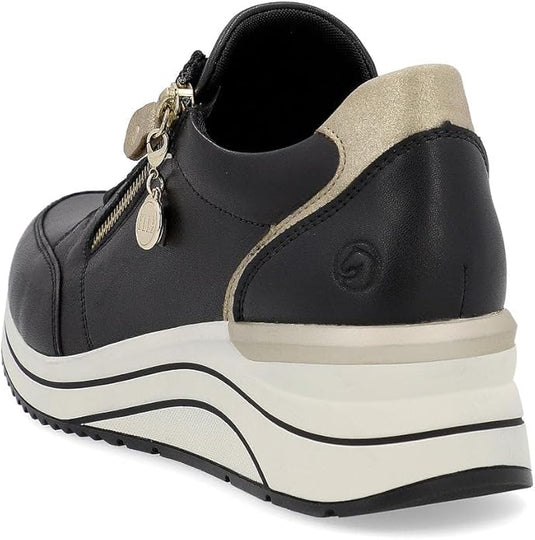 Remonte Women's Eleni Sneaker Schwarz/Ginger-gold/Schwarz