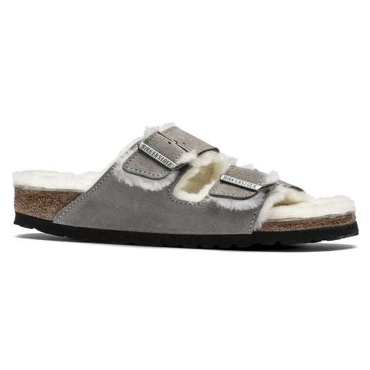 Birkenstock Sandals Arizona Shearling Stone Coin Suede Leather