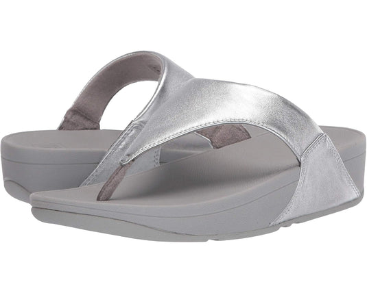 Fit Flop Women's LULU Leather Toe-Post Sandals Sliver