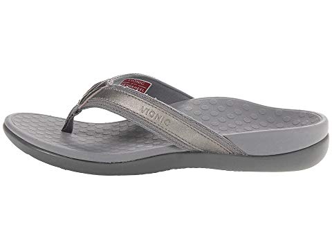 Vionic Women's Tide II Toe Post Sandals Pewter Metallic