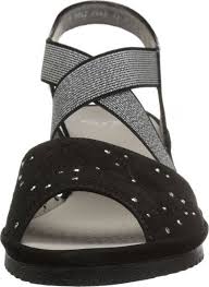 Ara Women's Celia Wedge Sandals Black Nubuck