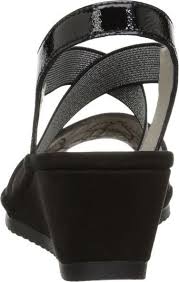 Ara Women's Celia Wedge Sandals Black Nubuck