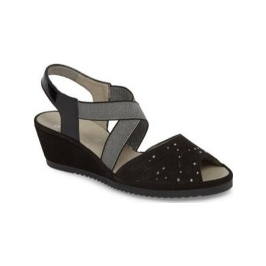 Ara Women's Celia Wedge Sandals Black Nubuck