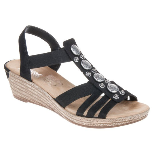 Rieker Women's 624b4-00 Wedge Sandals black