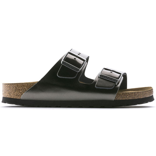 Birkenstock Sandals Arizona Soft Footbed Leather Metallic Anthracite