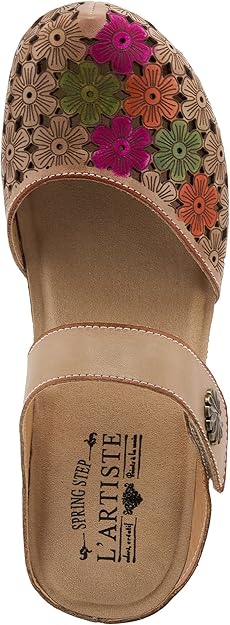 Spring Step L'Artiste Women's Spikey Clog Beige Multi