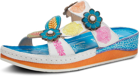 Spring Step L'ARTISTE Women's PILLOW SANDAL White Multi