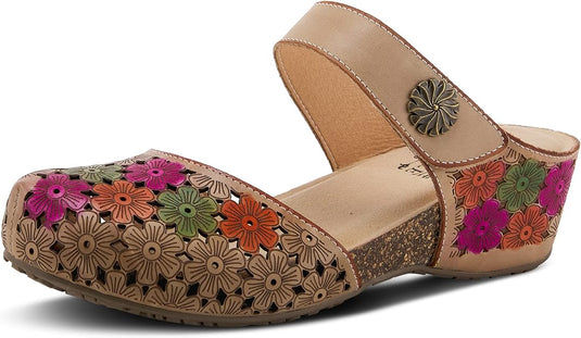 Spring Step L'Artiste Women's Spikey Clog Beige Multi