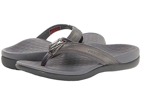 Vionic Women's Tide II Toe Post Sandals Pewter Metallic