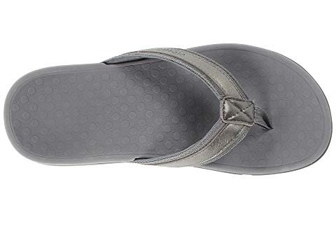 Vionic Women's Tide II Toe Post Sandals Pewter Metallic