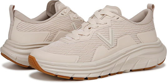 Vionic Women's  Walk Max Lace Up Sneaker Parchment Linear Mesh