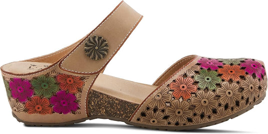 Spring Step L'Artiste Women's Spikey Clog Beige Multi