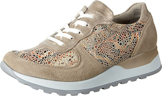 Waldlaufer Women's Hiroko Soft Lace Sneaker Cappuccino Light Gold