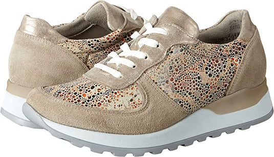 Waldlaufer Women's Hiroko Soft Lace Sneaker Cappuccino Light Gold