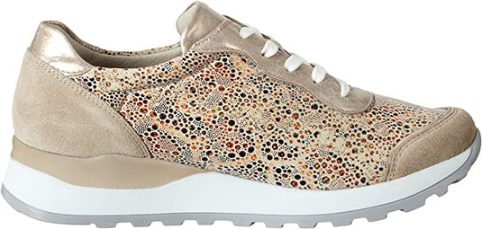 Waldlaufer Women's Hiroko Soft Lace Sneaker Cappuccino Light Gold