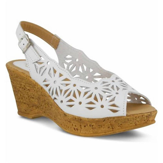 Spring Step Women's Abigail Wedge Sandal- White