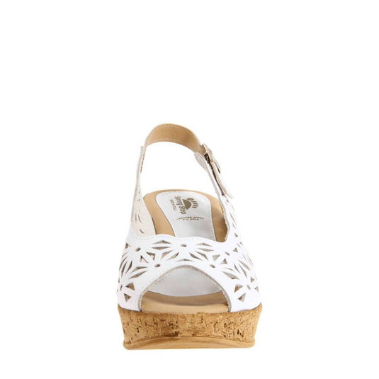 Spring Step Women's Abigail Wedge Sandal- White