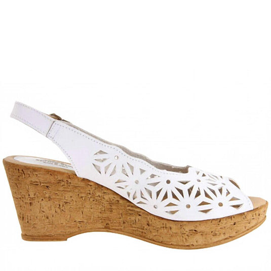 Spring Step Women's Abigail Wedge Sandal- White