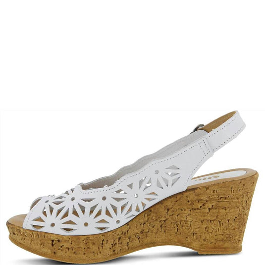 Spring Step Women's Abigail Wedge Sandal- White