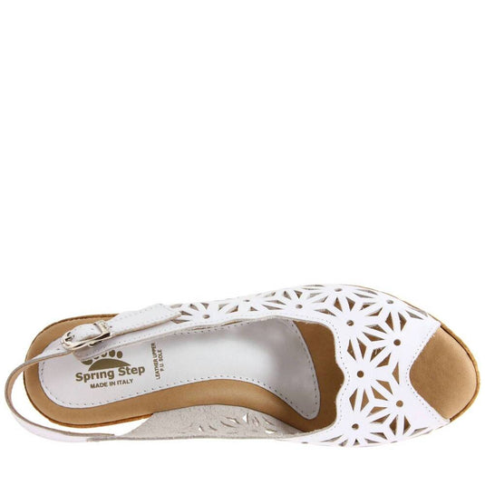 Spring Step Women's Abigail Wedge Sandal- White