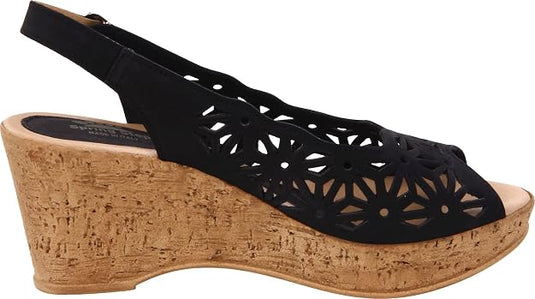 Spring Step Women's Abigail Wedge Sandal- Black