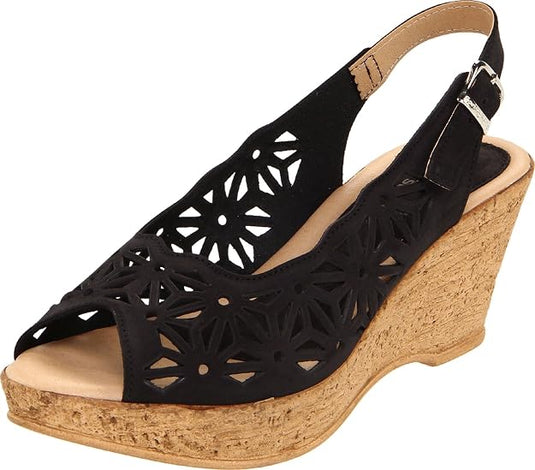 Spring Step Women's Abigail Wedge Sandal- Black