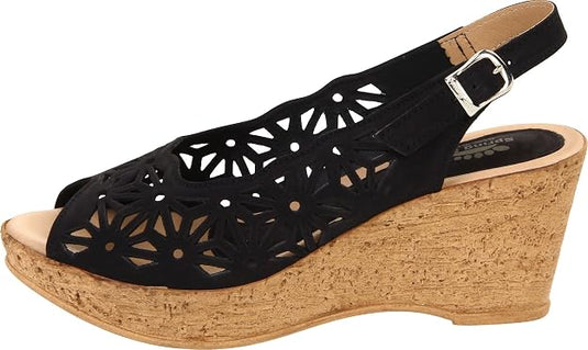 Spring Step Women's Abigail Wedge Sandal- Black