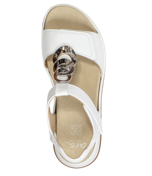 Ara Women's Osaka Medallion Double Adjustable Sandal White Leather