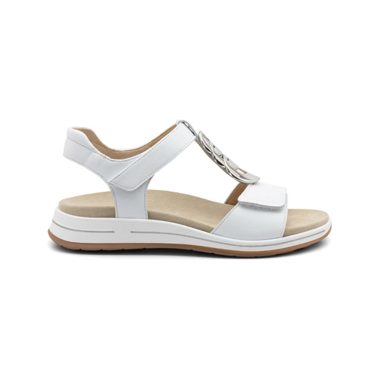 Ara Women's Osaka Medallion Double Adjustable Sandal White Leather