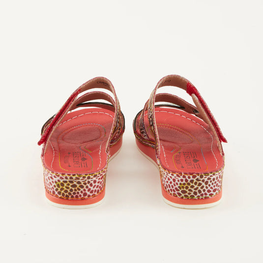 Spring Step L'Artiste Women's Caiman Slide Sandal Red Multi