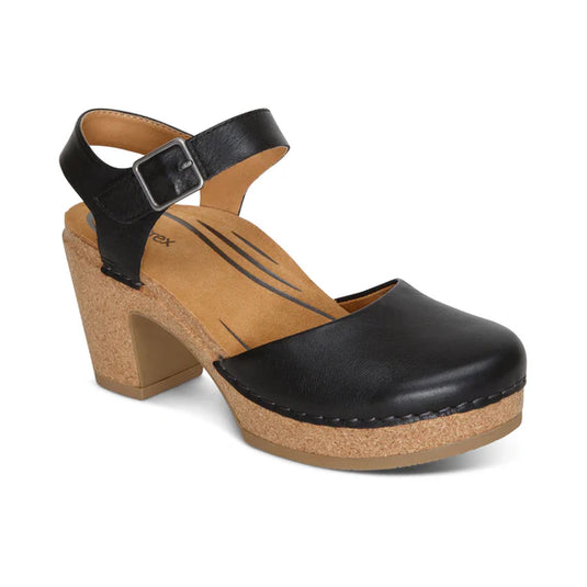 Aetrex Women's Finley Closed Toe Heel Sandal Black