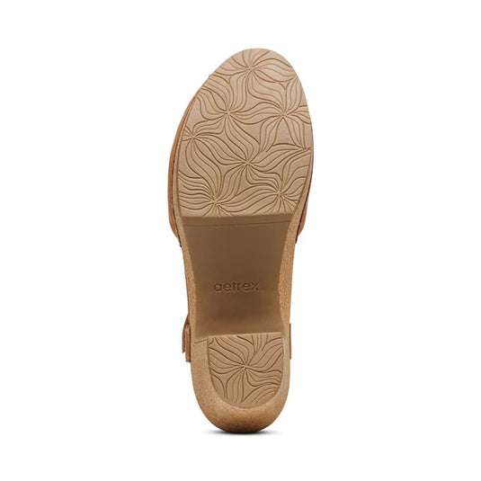 Aetrex Women's Finley Closed Toe Heel Sandal Camel