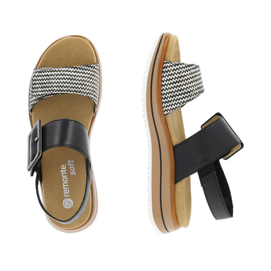 Remonte by Reiker Women's Jocelyn D1J53 Strap Sandals Creme/Black