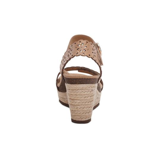 Aetrex Women's Sydney Quarter Strap Espadrille Wedge Sand Cutout