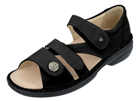 Finn Comfort Women's biella Sandal Black Nubuck
