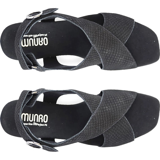 Munro Women's Jenny Sandals Black Lizard Print Nubuck
