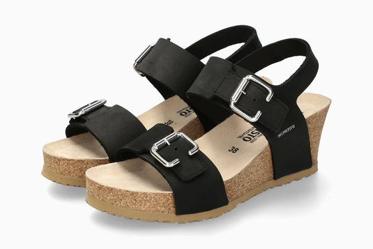 Mephisto Women's Lissandra Wedge Sandals Black Sandalbuck