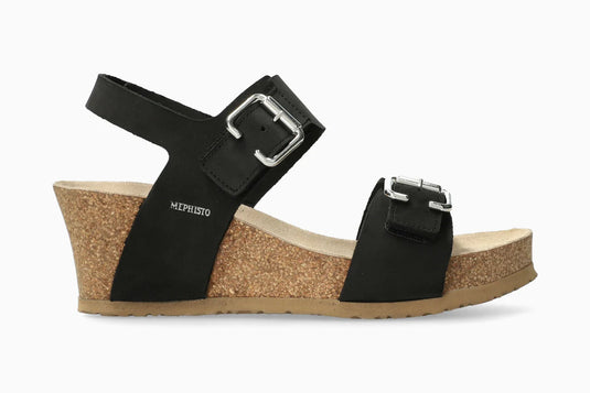 Mephisto Women's Lissandra Wedge Sandals Black Sandalbuck