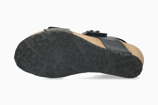 Mephisto Women's Lissandra Wedge Sandals Black /Gold