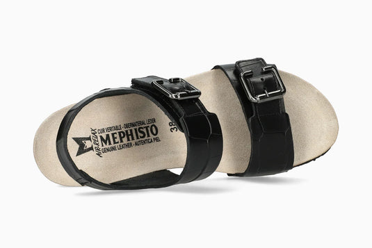 Mephisto Women's Lissandra Wedge Sandals Black Croc