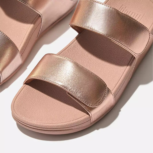 Fitflop Women's LULU Adjustable Leather Slides Rose Gold