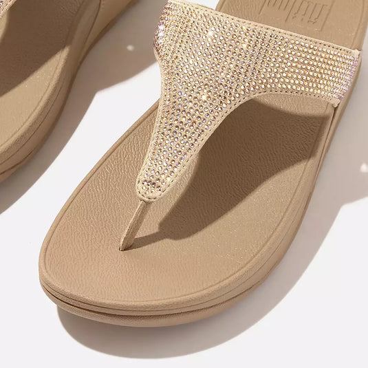 Fitflop Women's Lulu Crystal Embellished Toe-Post Sandals Latte Beige