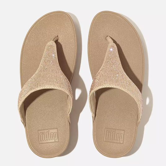 Fitflop Women's Lulu Crystal Embellished Toe-Post Sandals Latte Beige