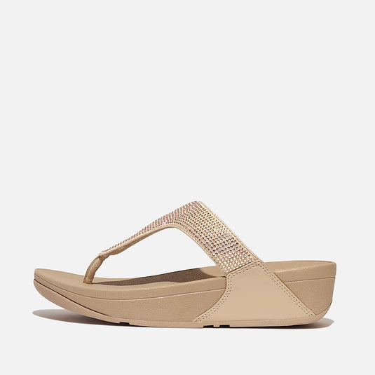 Fitflop Women's Lulu Crystal Embellished Toe-Post Sandals Latte Beige