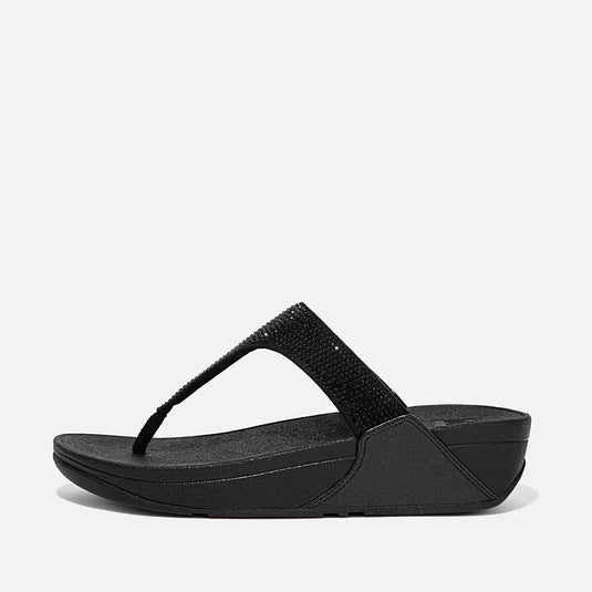 Fitflop Women's Lulu Crystal Embellished Toe-Post Sandals Black