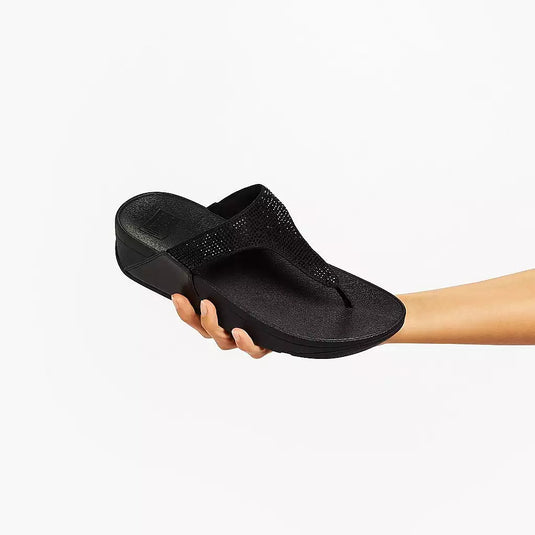 Fitflop Women's Lulu Crystal Embellished Toe-Post Sandals Black