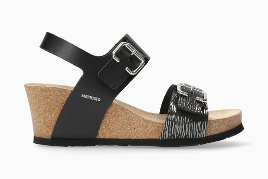 Mephisto Women's Lissandra Wedge Sandals Black Zebra
