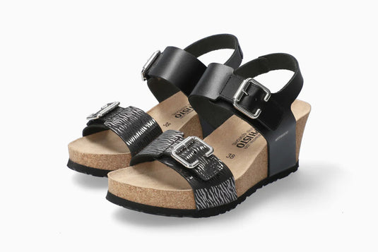 Mephisto Women's Lissandra Wedge Sandals Black Zebra