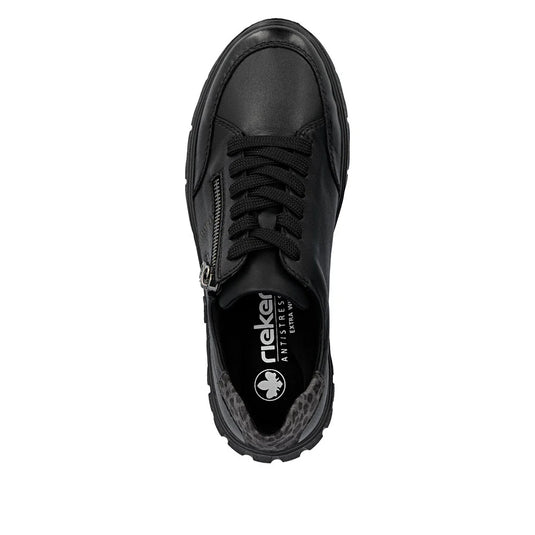 Rieker Women's Heike N1301 water-repellent sneaker Black